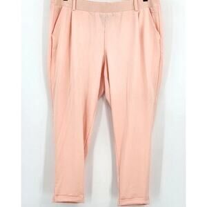 Torrid Womens Peach Taper Crepe Cuffed Hem High Rise Pull On Pants Size 1X New
